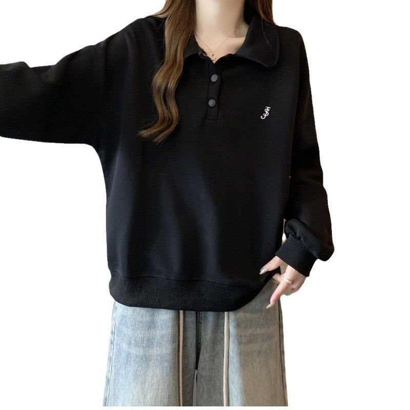 Femme Relaxed Fit Polo Pullover Sweatshirt Heidi-Mode