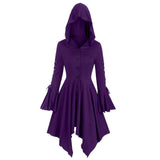 Damen nan Kapuzen-Mantelkleid mit asymmetrischem Zipfelsaum und geschnürten Glockenärmeln Drune in Violett