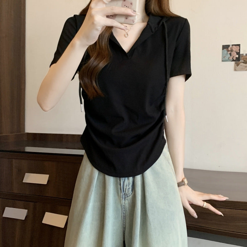 Femme Kurzarm Polo Hoodie Heidi-Mode