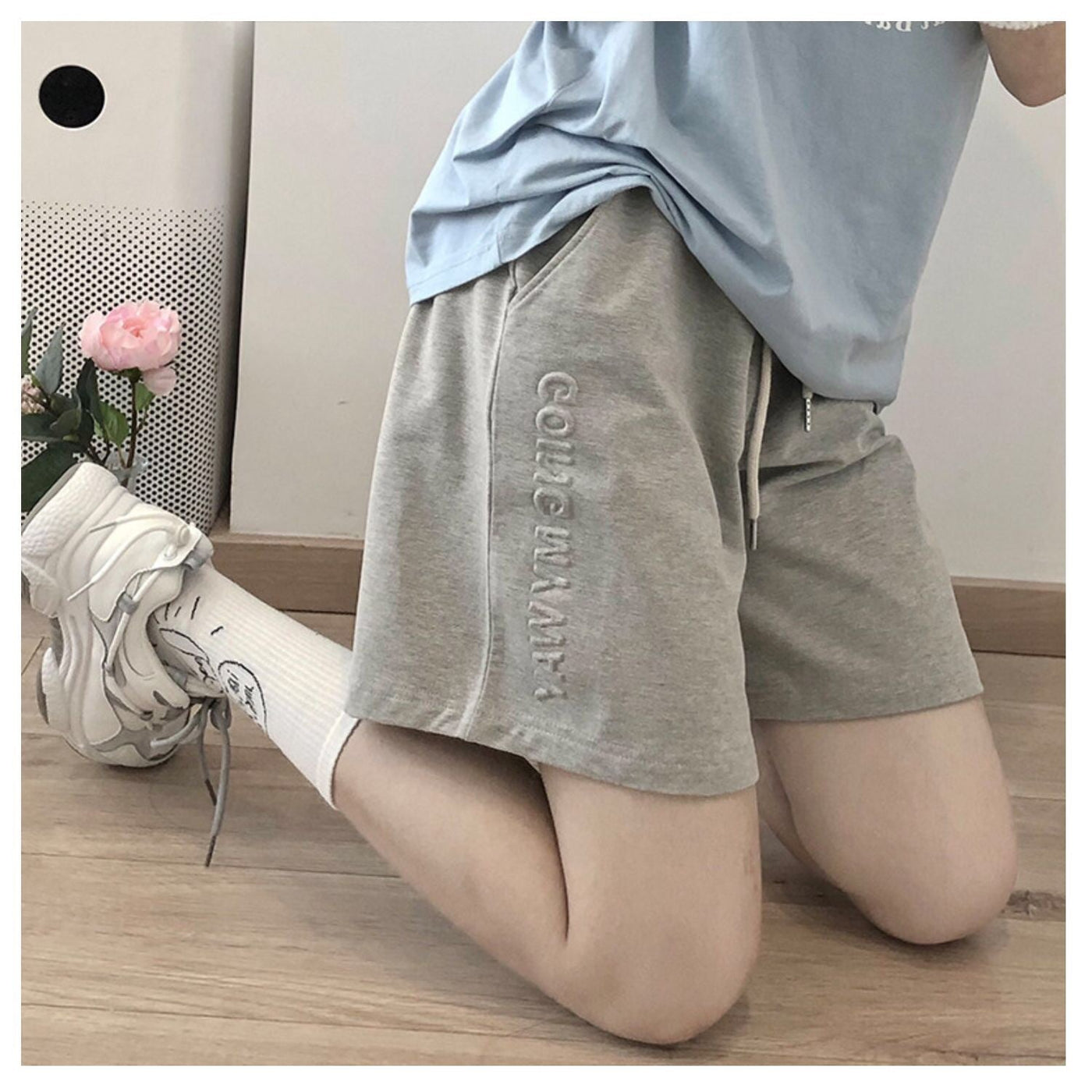 Femme Hochtaillierte Freizeit Lounge Shorts mit bestickten Details Heidi-Mode