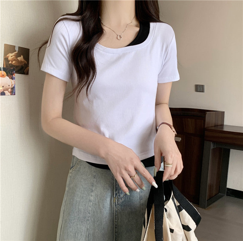 Femme Geschichtete Rundhals T-Shirt Heidi-Mode