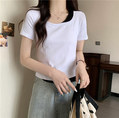 Femme Geschichtete Rundhals T-Shirt Heidi-Mode