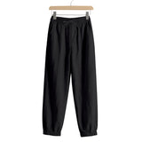 Damen nan relaxed-fit Haremshose aus Leinenmix mit Tunnelzugbund und elastischen Knöchelbündchen Drune in Schwarz