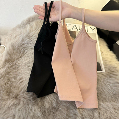 Femme Spaghettiträger-Camisole mit Spitzenbesatz Heidi-Mode