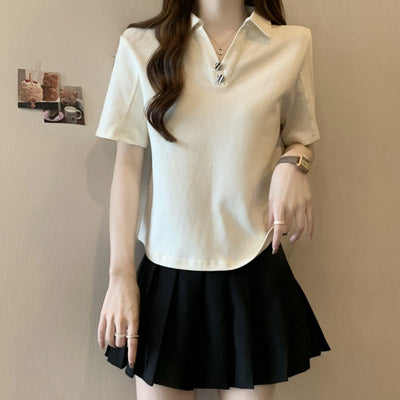 Femme Polo Shirt mit dekorativer Knopfleiste Heidi-Mode