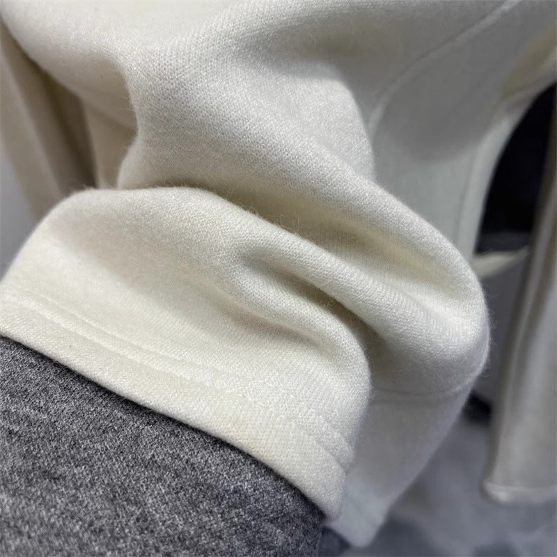 Femme Hochkragen Reißverschluss Pullover Sweatshirt Heidi-Mode