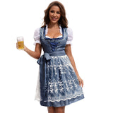 Damen nan traditionelles Dirndlkleid mit Herzausschnitt geschnürter Taille und Spitzen-Schürze Drune in 753870 Königsblau (Oberteil+Rock+Schürze+Schleife)