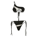 Damen Stilvoller Cut-Out Bikini Drune in Schwarz