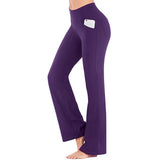 Damen nan ausgestellte Highwaist Yogahose mit seitlicher Handytasche und formendem Komfortbund Drune in Violett