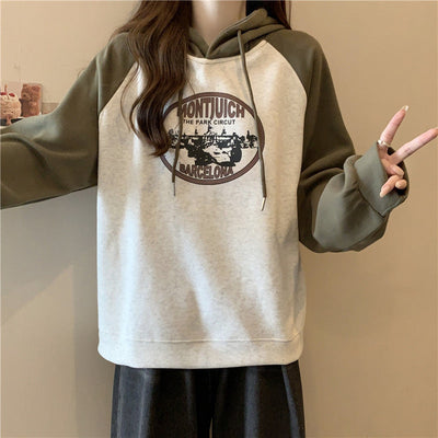 Femme Übergroße Grafik Hoodie mit Einzigartigem Druck Heidi-Mode