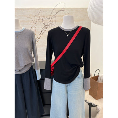 Damen Langarm-Lagen-Top mit einzigartigem Ärmel-Detail Heidi-Mode