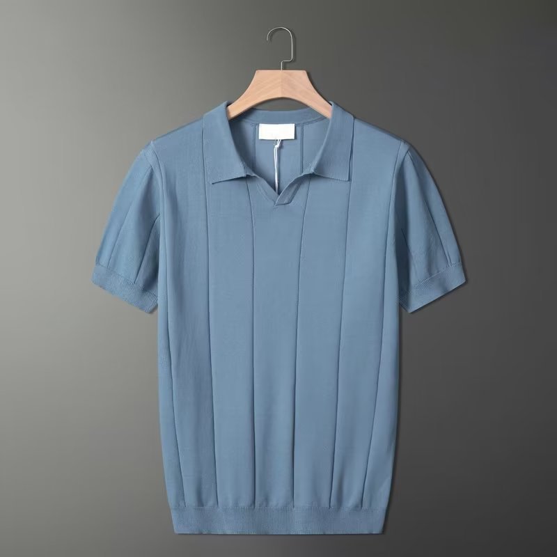 Retro-Strick-Poloshirt in Mintgrün