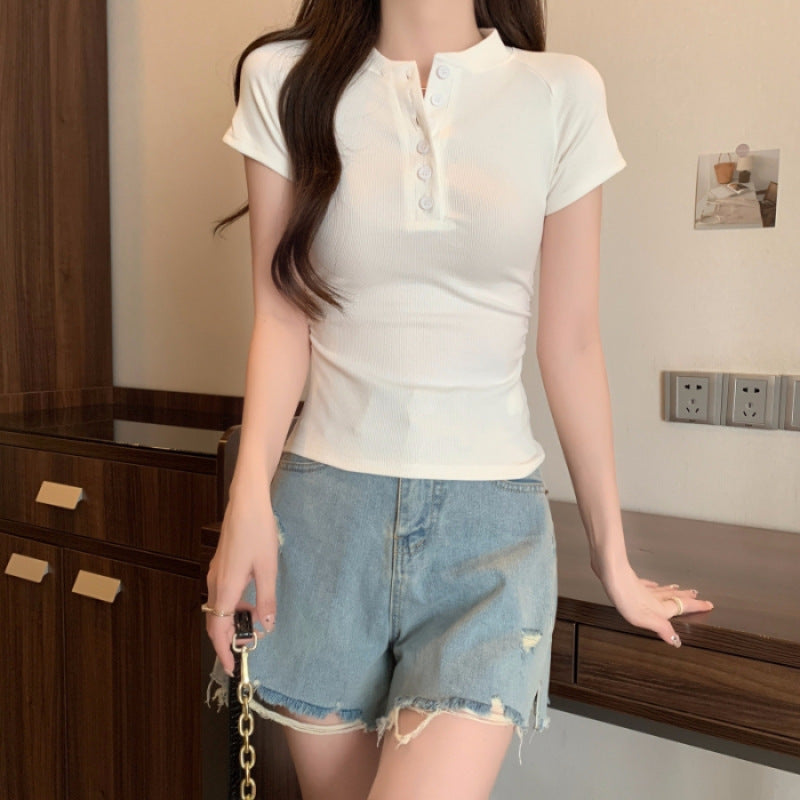 Femme Kurzarm Henley Top Heidi-Mode