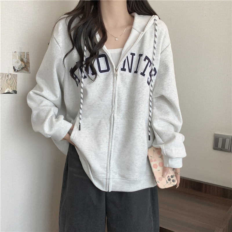 Femme Grafik Zip-Up Hoodie mit Kontrastdetails Heidi-Mode