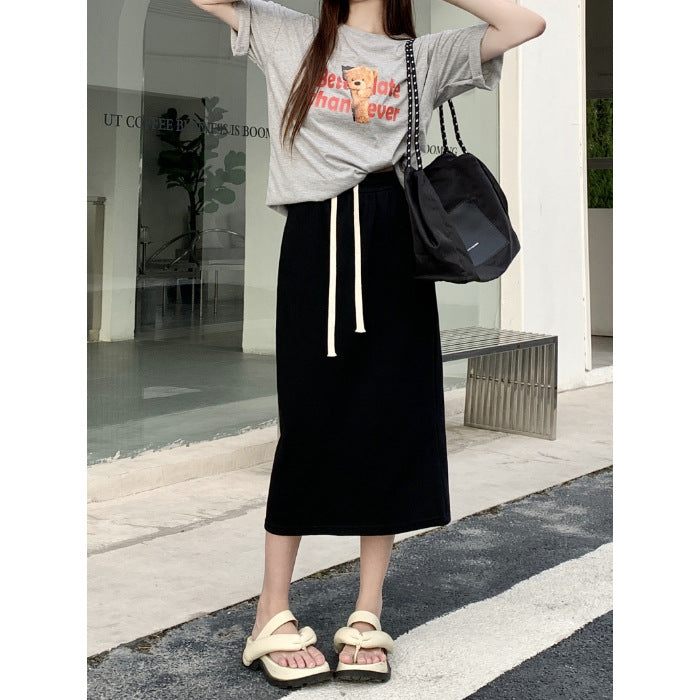 Femme Hochtaillierte Maxi-Rock mit Kordelzug-Detail Heidi-Mode