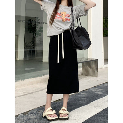 Femme Hochtaillierte Maxi-Rock mit Kordelzug-Detail Heidi-Mode