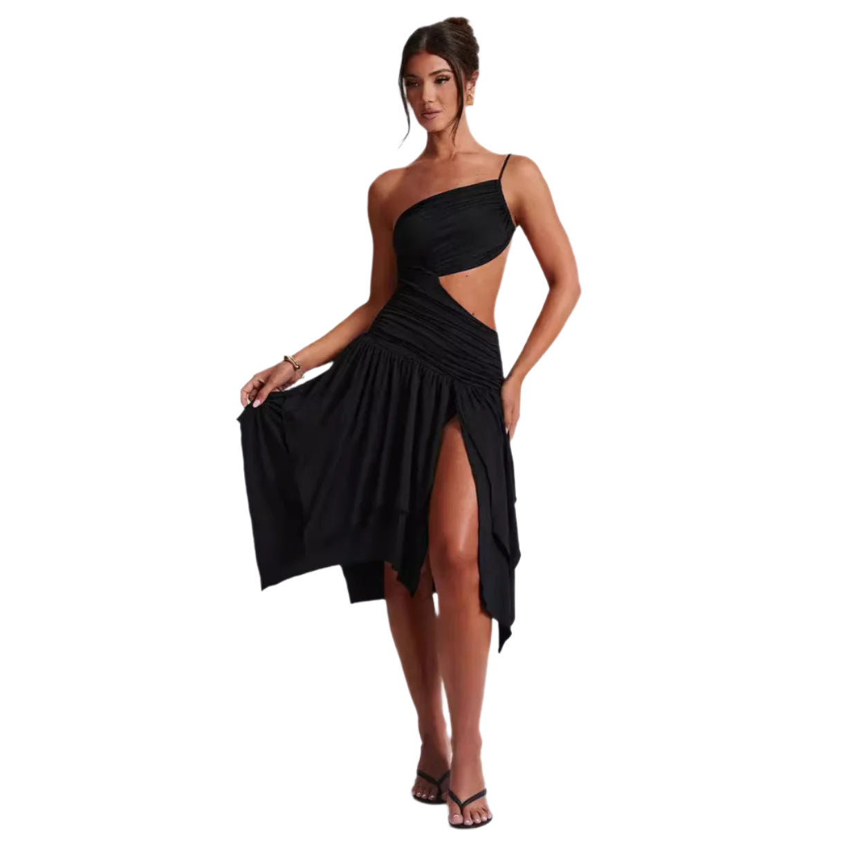 Tatum - Damen asymmetrisch ausgeschnittenes Kleid