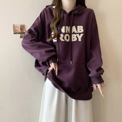 Femme Grafik Entspannt Fit Hoodie mit Känguru-Tasche Heidi-Mode