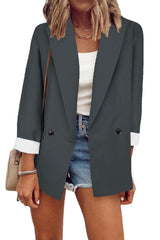 Damen nan legerer Oversize Blazer mit dreiviertelärmeln und kontrastmanschetten Drune in Dunkelgrau