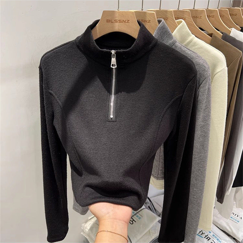 Femme Leichtgewicht Pullover mit Stehkragen und Reißverschlussdetail Heidi-Mode