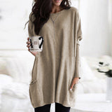 Damen nan oversized Longshirt mit Kontrastblock und aufgesetzten Taschen Drune in Gelb