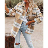 Damen nan karierte Overshirtjacke mit Brusttaschen und lockerer Passform Drune in Gelb