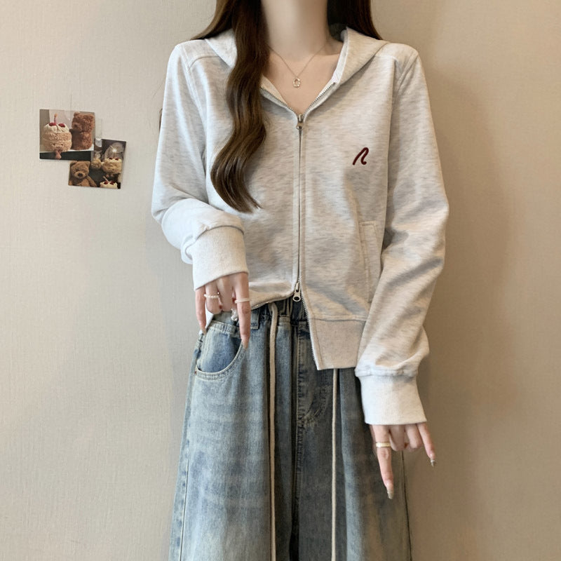 Femme Leichtgewicht Zip-up Hoodie mit stilvollen Nähten Heidi-Mode