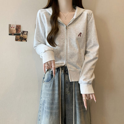 Femme Leichtgewicht Zip-up Hoodie mit stilvollen Nähten Heidi-Mode