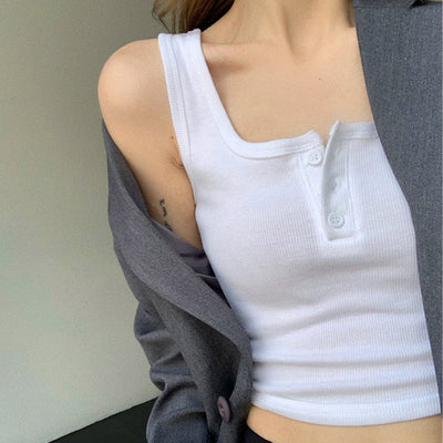 Femme Gerippter Henley Tanktop Heidi-Mode