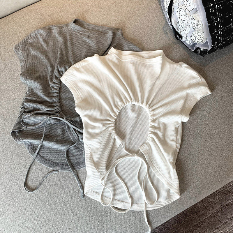 Femme Raffung Rücken Detail T-Shirt Heidi-Mode