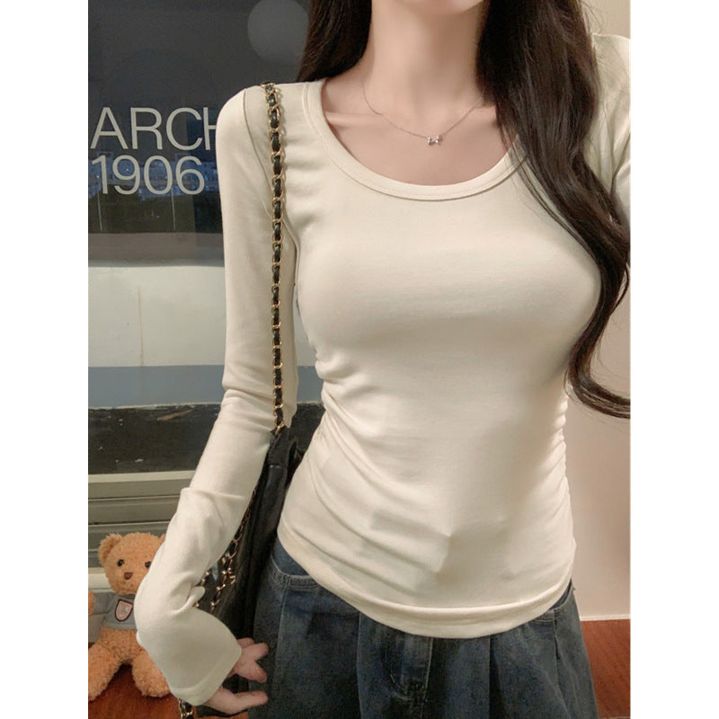 Femme Slim-Fit Raffung Langarm Top Heidi-Mode