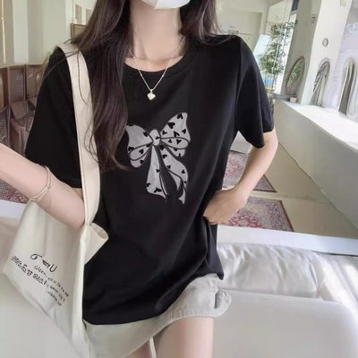 Femme Verspieltes Schleifen Grafik T-Shirt Heidi-Mode