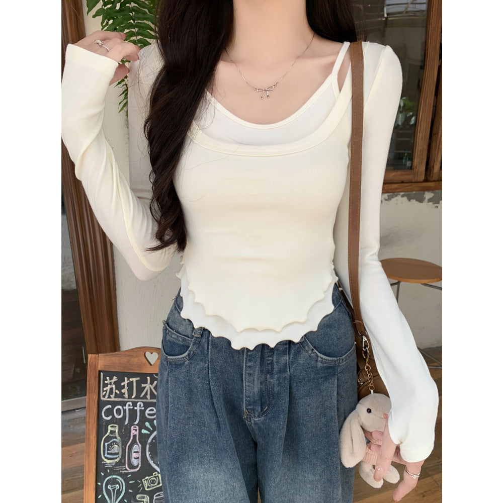 Femme Geschichtete Rüschenshirt mit langen Ärmeln Heidi-Mode