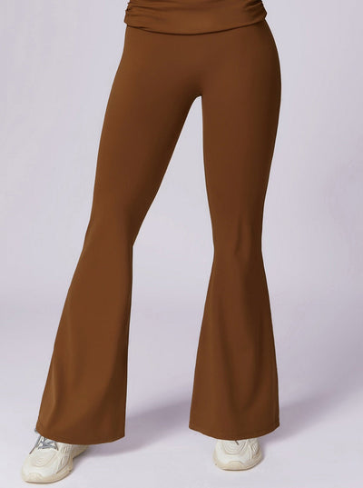 Hochtaillierte Schlaghose in Mokka-Braun