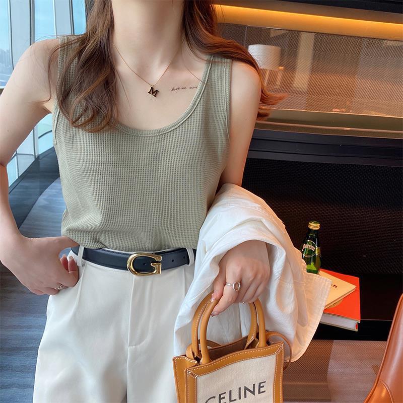 Femme Gerippter Lässiger Ärmelloser Oberteil Heidi-Mode