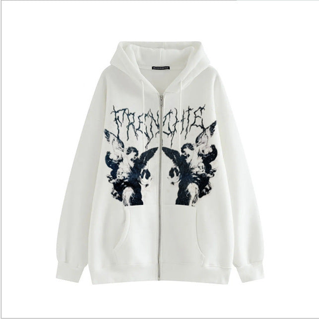 Femme Graphic Zip-Up Hoodie mit künstlerischen Details Heidi-Mode