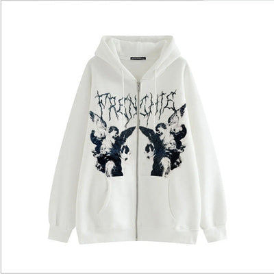 Femme Graphic Zip-Up Hoodie mit künstlerischen Details Heidi-Mode