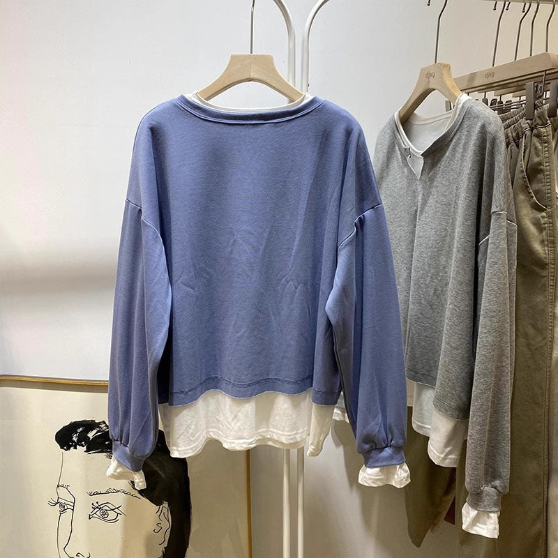 Femme Geschichteter V-Ausschnitt Sweatshirt Heidi-Mode