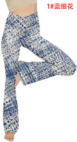 Damen nan taillenhohe Yogahose mit überkreuztem Bund und ausgestelltem Saum mit Schlitz Drune in Tie-Dye Dunkelblau