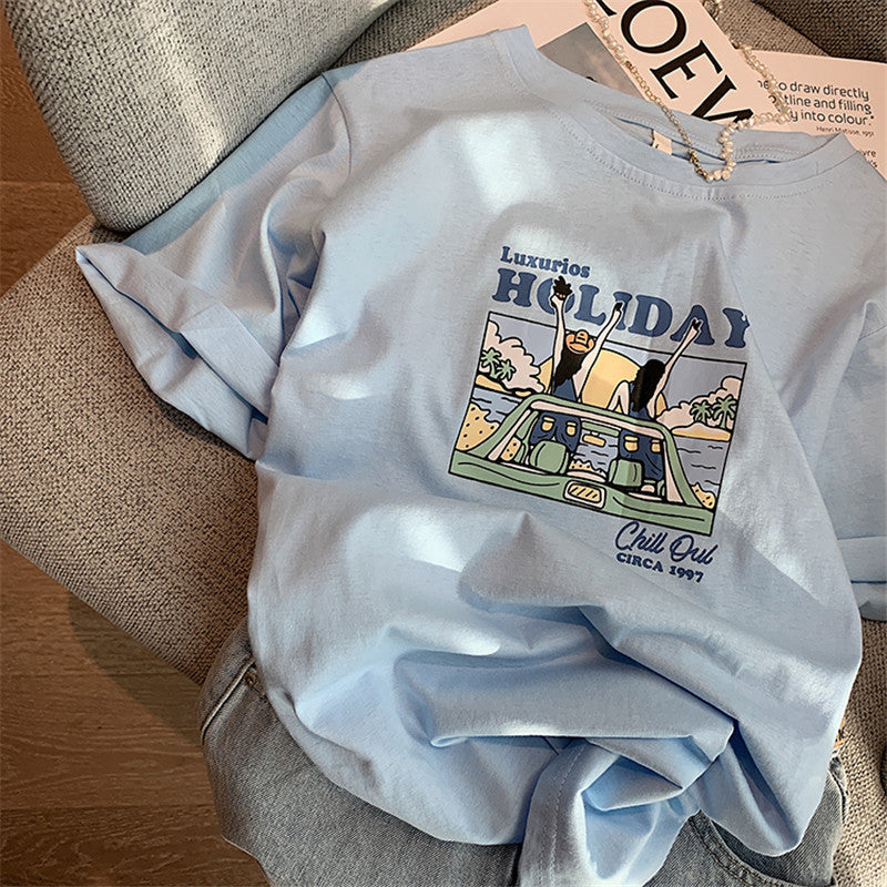 Femme Relaxed Fit Grafik T-Shirt mit verspieltem Artwork Heidi-Mode