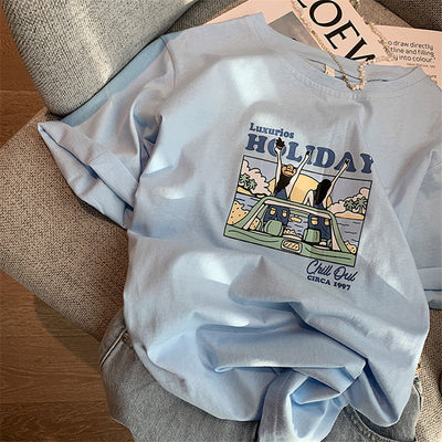 Femme Relaxed Fit Grafik T-Shirt mit verspieltem Artwork Heidi-Mode