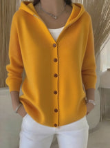 Damen nan Kapuzen-Cardigan mit Knopfleiste und lässiger Oversize-Passform Drune in Gelb