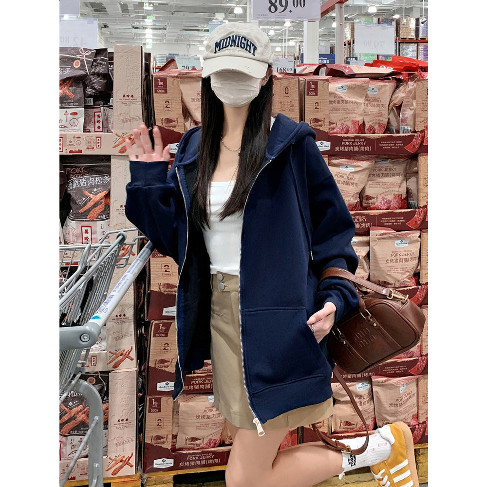 Femme Oversized Zip-Up Hoodie mit Kängurutaschen Heidi-Mode