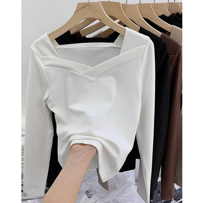 Damen Langarm V-Ausschnitt Bluse mit elegantem Design Heidi-Mode