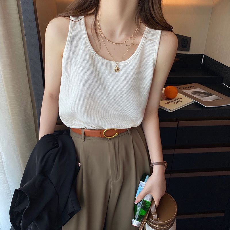 Femme Gerippter Lässiger Ärmelloser Oberteil Heidi-Mode