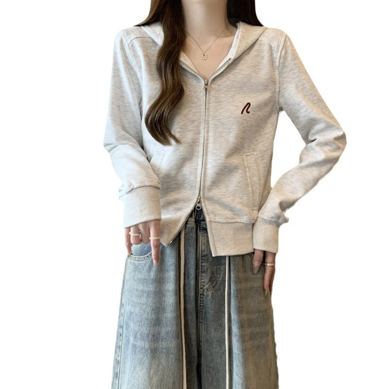 Femme Leichtgewicht Zip-up Hoodie mit stilvollen Nähten Heidi-Mode