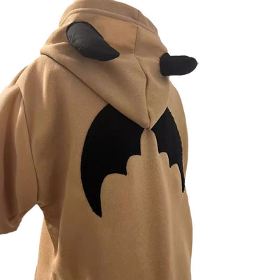 Femme Graphic Zip-Up Hoodie mit Verspieltem Fledermaus Design Heidi-Mode