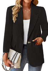 Damen nan taillierter Blazer mit Ein-Knopf-Verschluss Reverskragen und Pattentaschen Drune in Schwarz