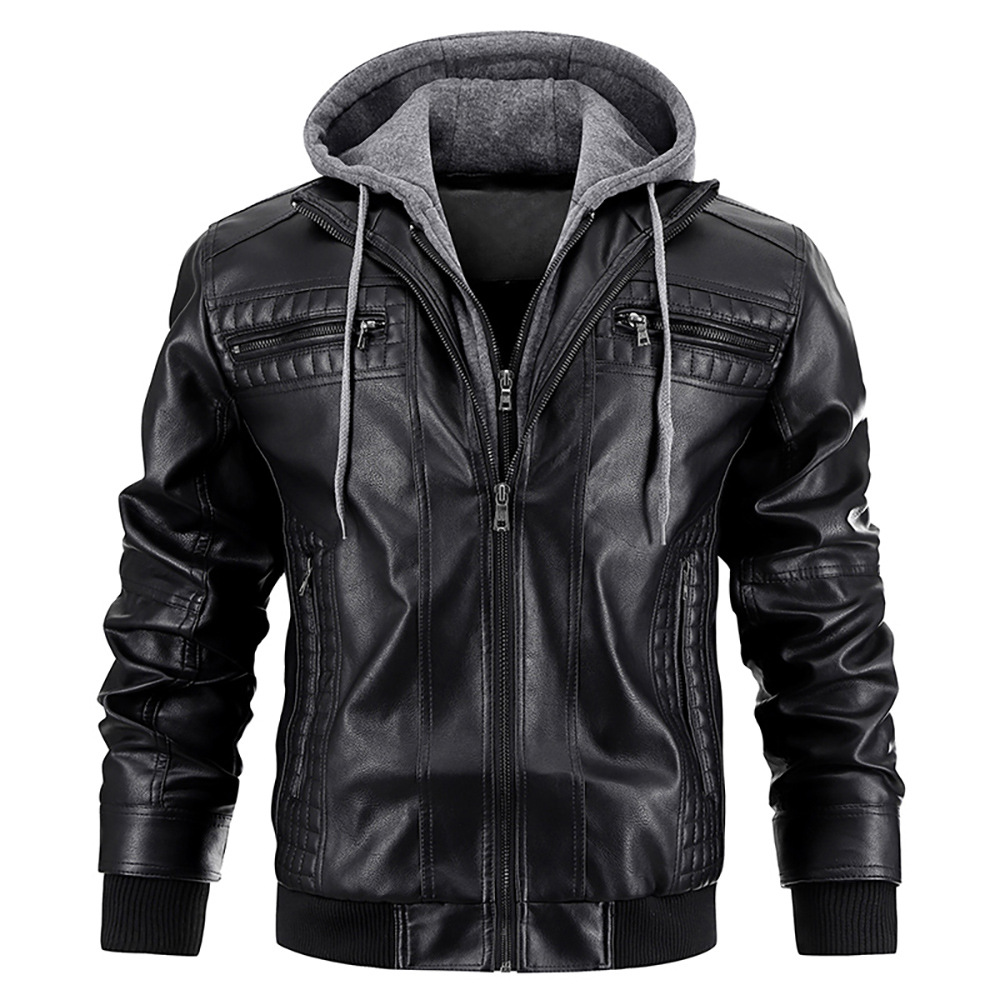 Herren Premium Bikerjacke | Mit Kapuze