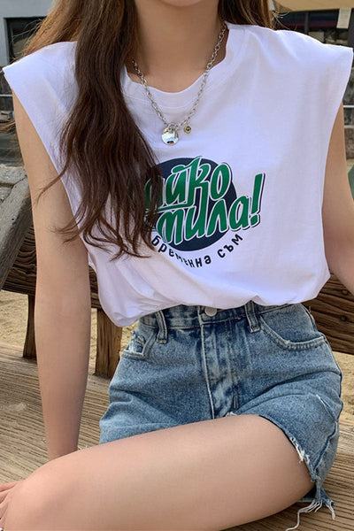 Femme Relaxed Fit Statement Grafik Tank Top Heidi-Mode